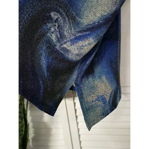 Clara Sun Woo 3D Waves Blue Soft Scoop Pullover Boutique Oversized Dolman XS - Picture 5 of 7